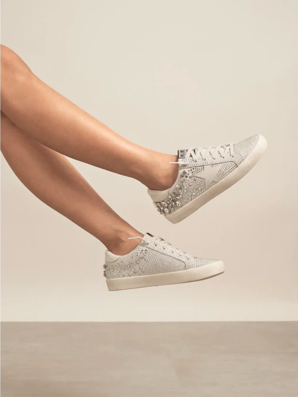 MiiM White Embellished Low-Top Sneakers